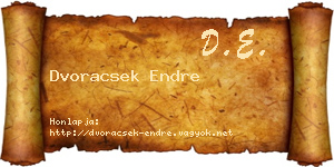 Dvoracsek Endre névjegykártya